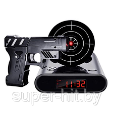 Будильник-мишень Gun Alarm Clock (цвета - хаки, черный, белый), фото 2
