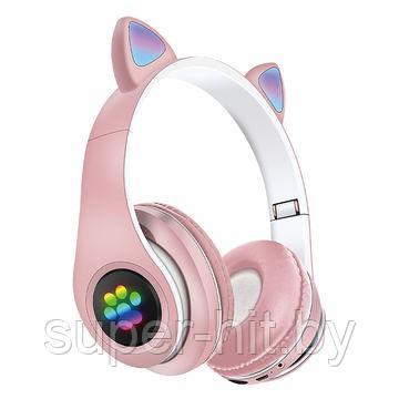 Детские беспроводные наушники Cat ear со светящимися ушками Розовый - фото 1 - id-p170605622