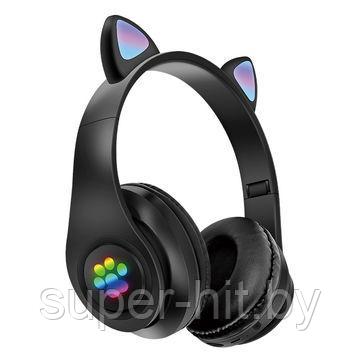 Детские беспроводные наушники Cat ear со светящимися ушками Черный - фото 1 - id-p170605624