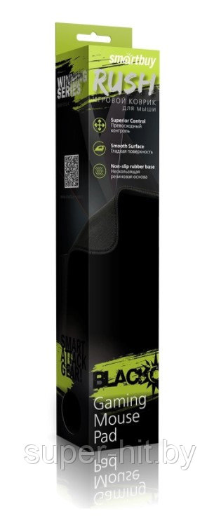 Коврик для мыши игровой SMARTBUY RUSH "BLACK" ткань+резина - фото 3 - id-p170605632