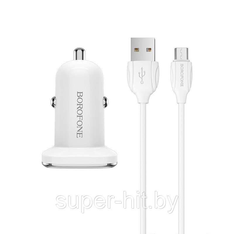 АЗУ BOROFONE BZ12А 3.0A, 1USB + кабель Micro-USB белый