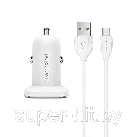 АЗУ BOROFONE BZ12А 3.0A, 1USB + кабель Micro-USB белый, фото 2