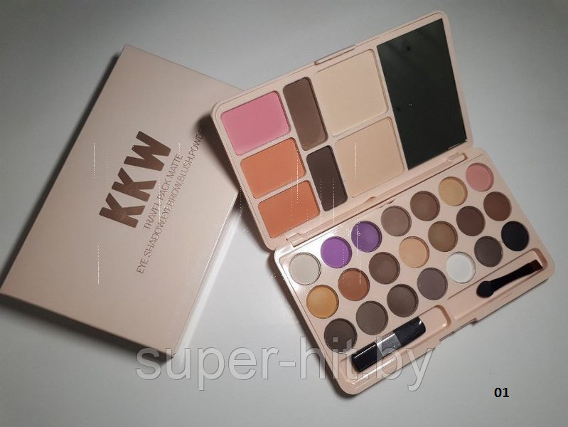 Палетка KKW Travel Pack Matte (корректор бровей,тени, румяна, пудра)