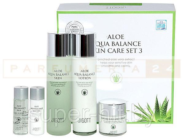 Набор увлажняющей косметики с алое Jigott Aloe Aqua Balance Skin Care Set - фото 1 - id-p99308658