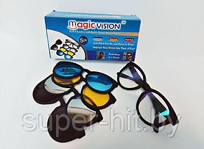 Солнцезащитные антибликовые очки с магнитными насадками 5 в 1 MAGIC VISION, фото 2