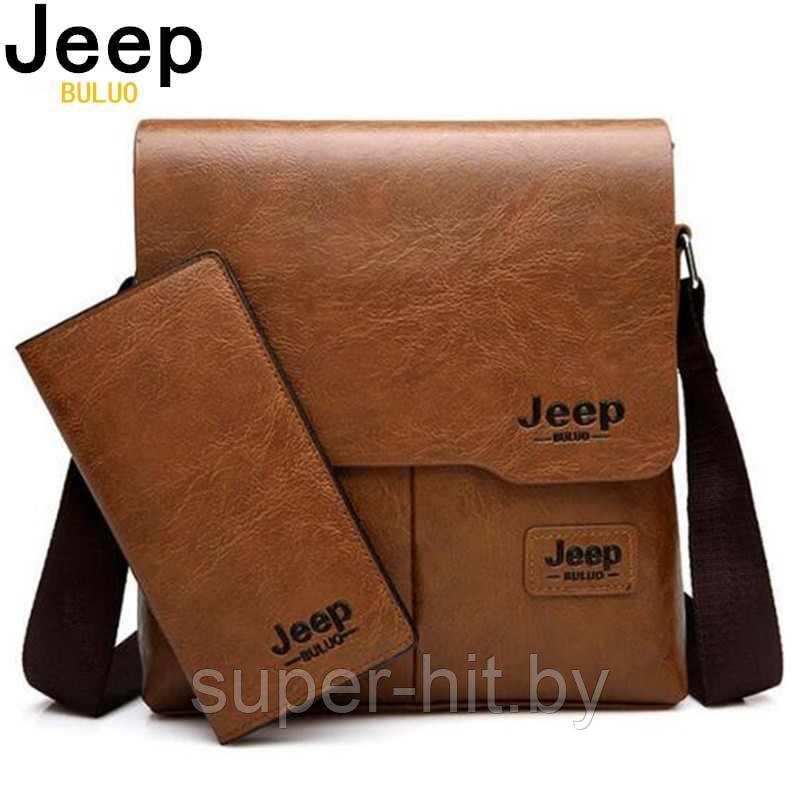 Сумка мужская Jeep Buluo + кошелек в подарок Светло-коричневый - фото 1 - id-p170604149