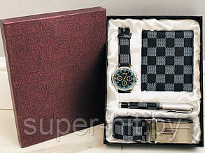 Подарочный набор мужской( Часы, ремень,кошелек, ручка)