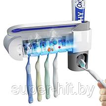 Стерилизатор зубных щёток + дозатор зубной пасты + держатель зубных щеток 3 в 1, фото 3