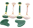 Скребок + ролик для массажа  Гуаша нефритовый (Набор 2 в 1) Цвет зеленый в подарочной  коробке, фото 4