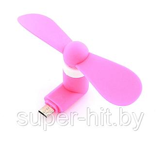 Мини вентилятор SiPL в разъем microUSB розовый, фото 2