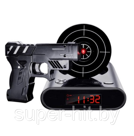 Будильник-мишень Gun Alarm Clock (цвет - черный), фото 2