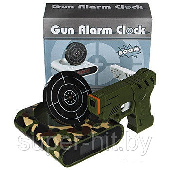 Будильник-мишень Gun Alarm Clock (цвет - черный) - фото 8 - id-p170605770