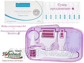 Набор мезороллеров DRS 6 в 1 + Гиалуроновая сыворотка Biodelica