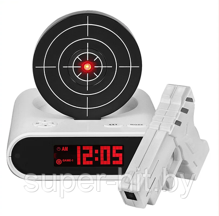 Будильник-мишень Gun Alarm Clock Белый, фото 2