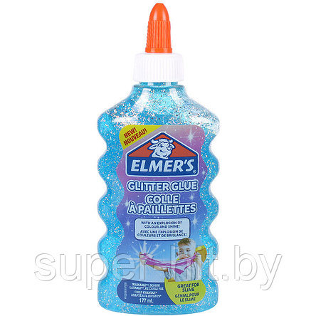 Клей канцелярский с блестками Elmers "Glitter Glue" 177 мл, для слаймов, фото 2