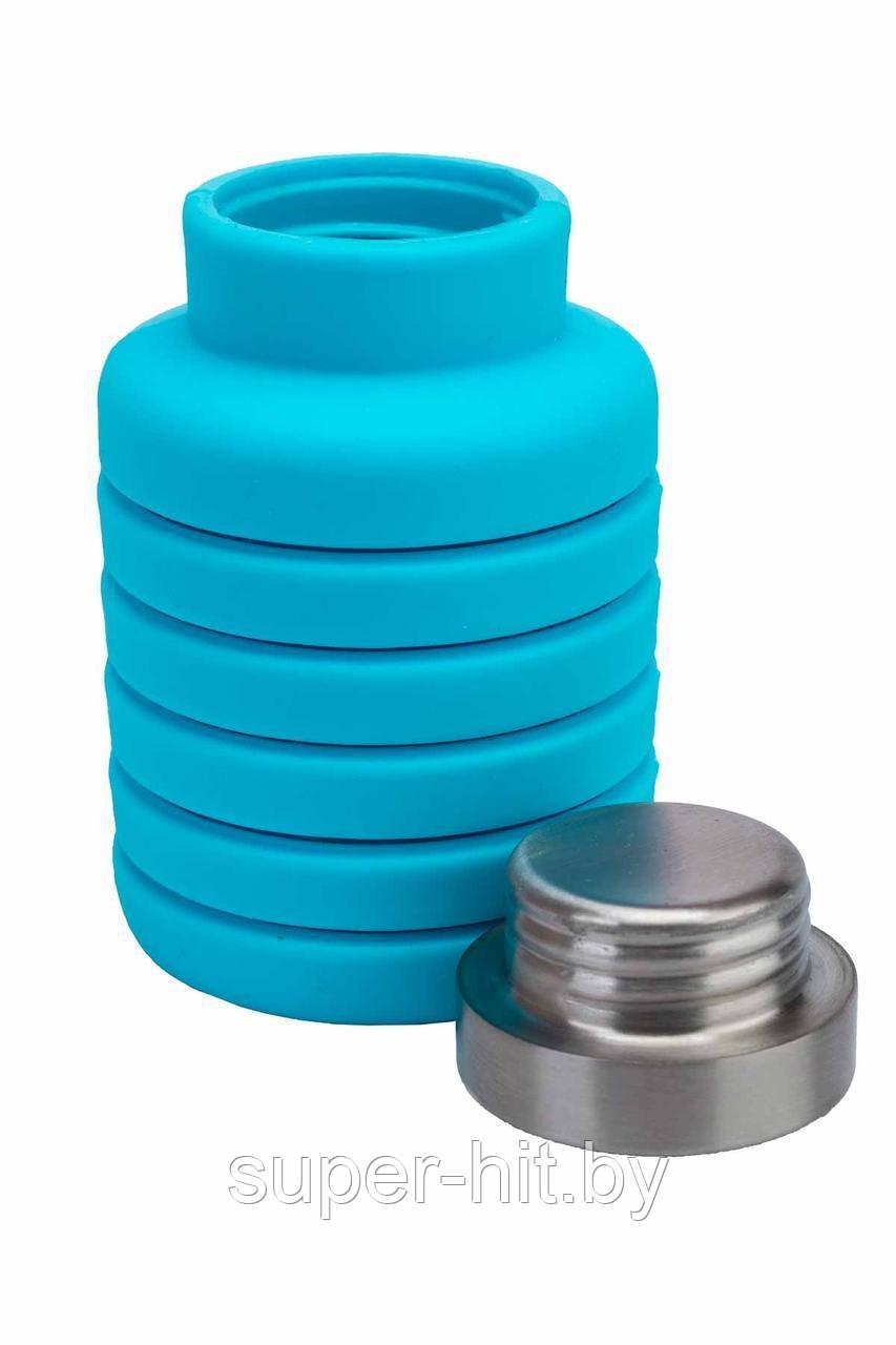 Бутылка для воды силиконовая складная с крышкой (500 мл) - фото 2 - id-p170605246