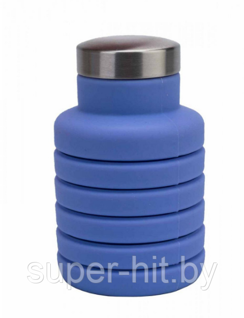 Бутылка для воды силиконовая складная с крышкой (500 мл) Фиолетовый - фото 1 - id-p170605247