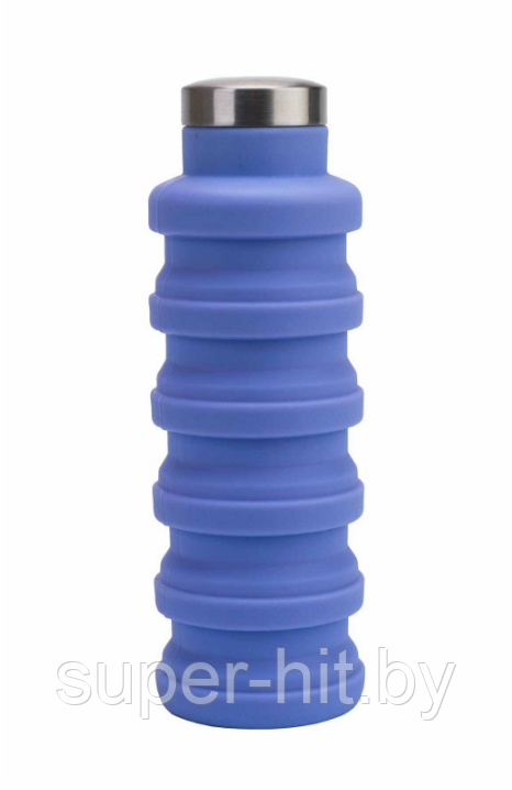 Бутылка для воды силиконовая складная с крышкой (500 мл) Фиолетовый - фото 3 - id-p170605247
