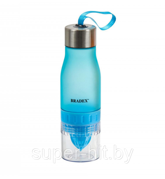 Бутылка для воды с соковыжималкой (600 мл) Голубой - фото 1 - id-p170605252