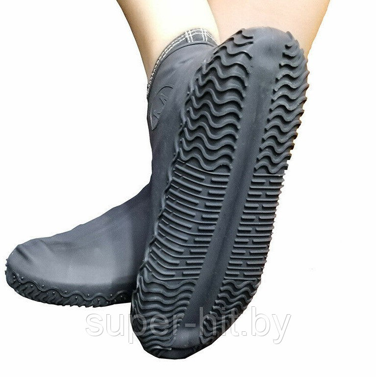 Силиконовые защитные чехлы-бахилы для обуви (СВЕРХПРОЧНЫЕ ) S (30-34р), Черный - фото 1 - id-p170603794