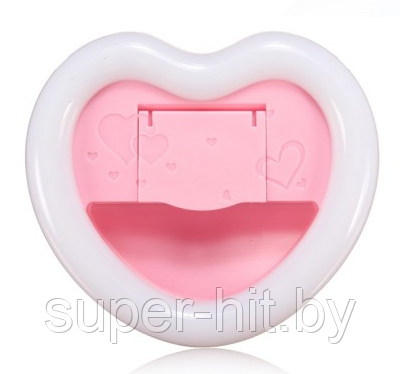 Зеркало «Сердце» + Подставка для телефона + подсветка для селфи + 3 в 1 Розовый - фото 1 - id-p170604452