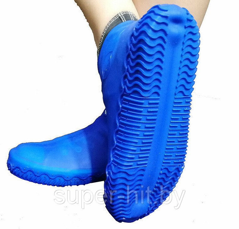 Силиконовые защитные чехлы-бахилы для обуви (СВЕРХПРОЧНЫЕ ) M(35-41р), Синий - фото 1 - id-p170603800
