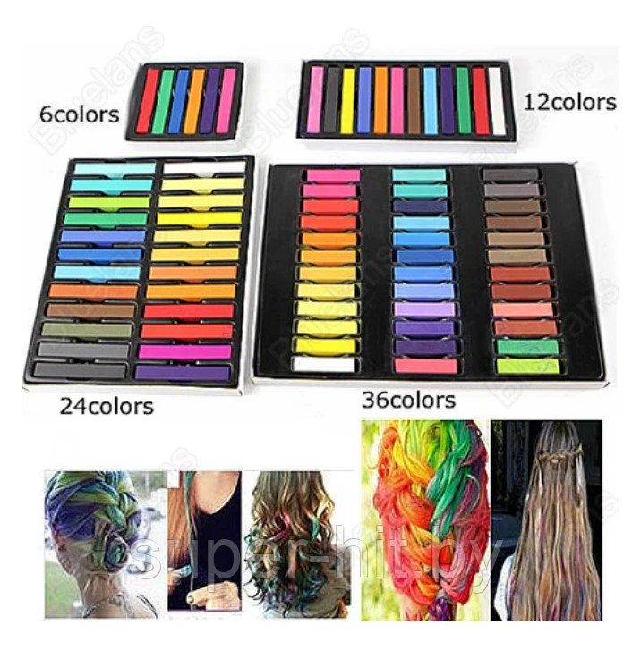 Цветные мелки для волос (6 цветов,12 цветов, 24 цвета,36 цветов) - фото 1 - id-p170605385