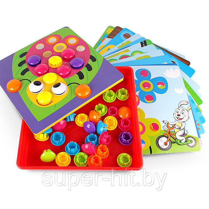 Детская мозаика "Кнопочки" 46 кнопочек 12 картонных листов с картинками - фото 2 - id-p170606484
