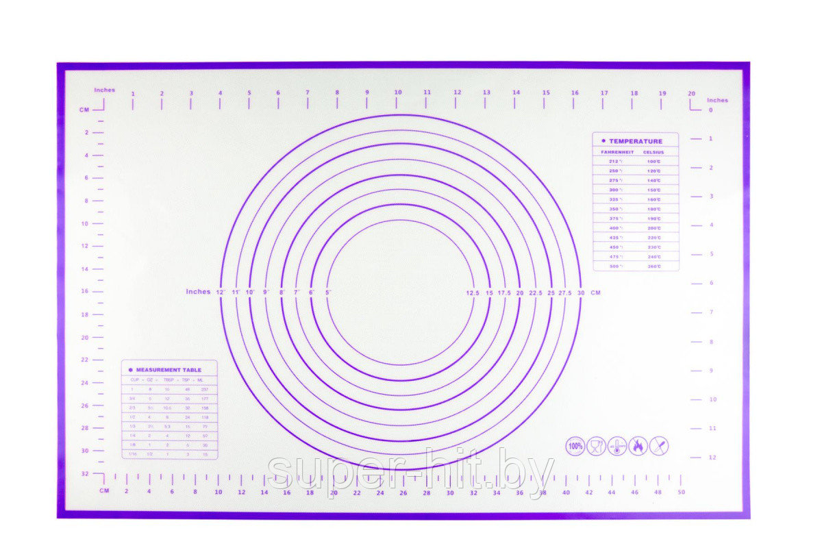 Силиконовый коврик с разметкой 60х40см, фиолетовый - фото 1 - id-p170605437