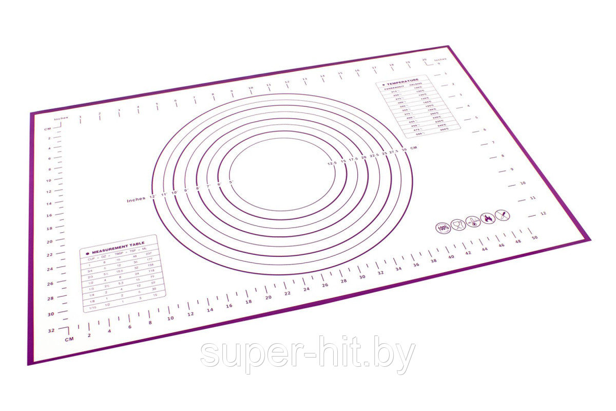 Силиконовый коврик с разметкой 60х40см, фиолетовый - фото 2 - id-p170605437