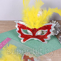 Набор масок карнавальных(с перьями)  6шт, фото 3