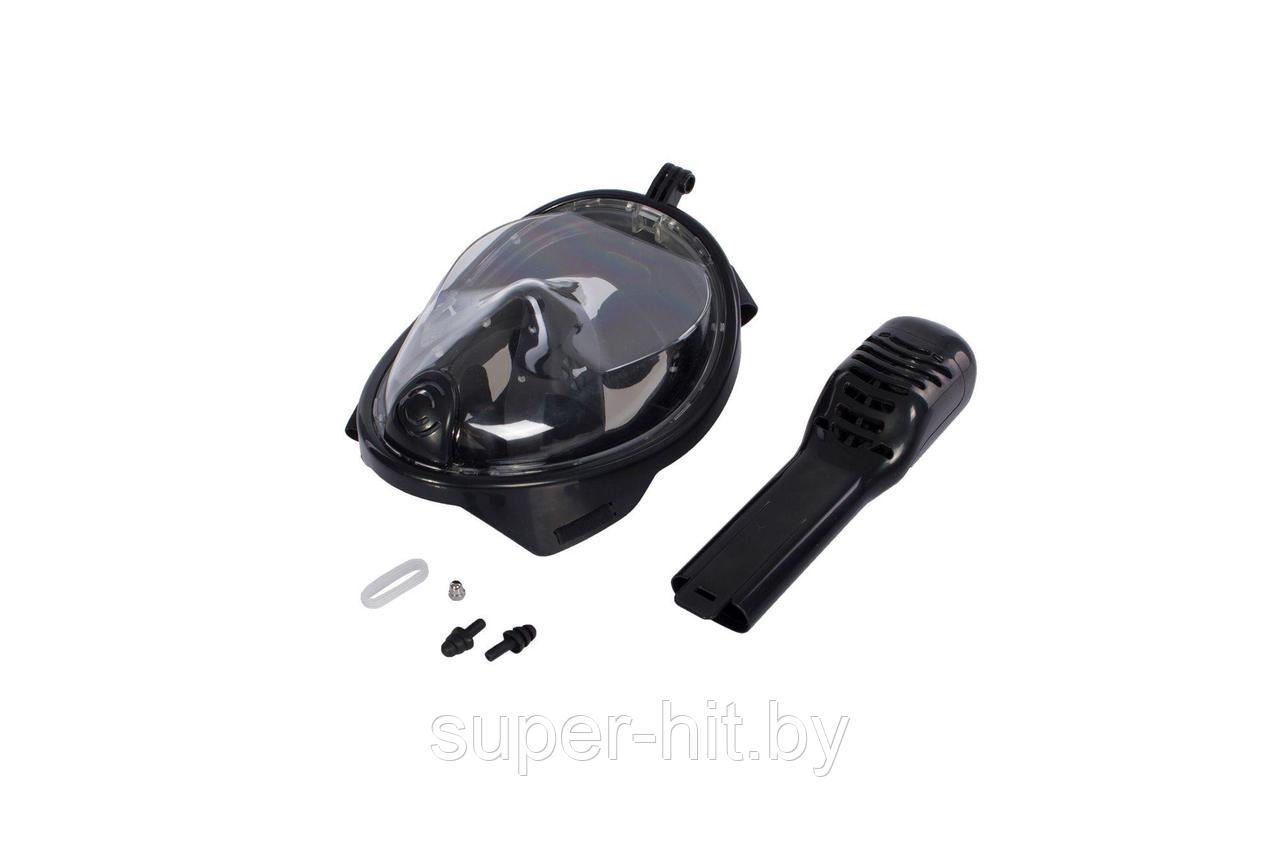 Маска для плавания и снорклинга с креплением для экшн-камеры L/XL (черный) - фото 3 - id-p170606657