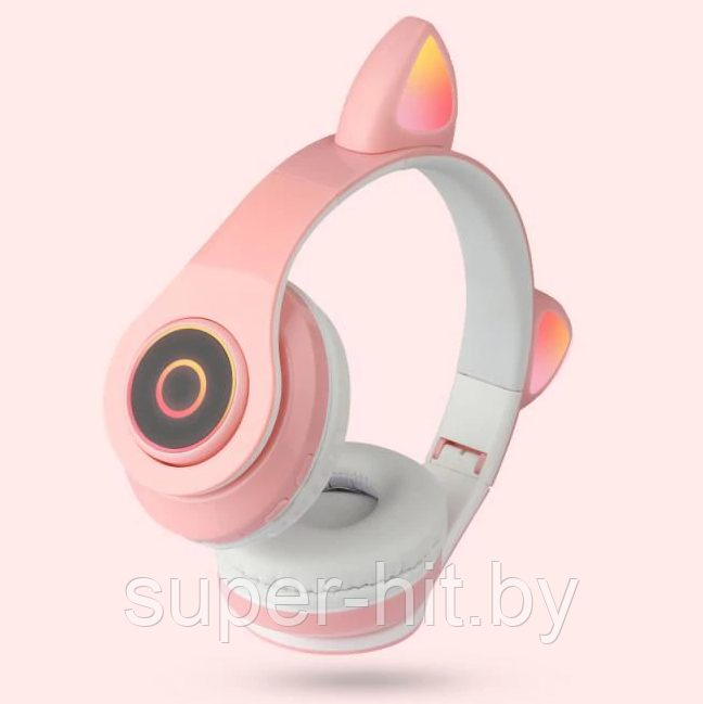 Детские беспроводные наушники Cat ear со светящимися ушками CXT-B39 Розовый - фото 1 - id-p170606097