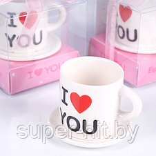 Сувенирный набор кружка с блюдцем "I love you", фото 2