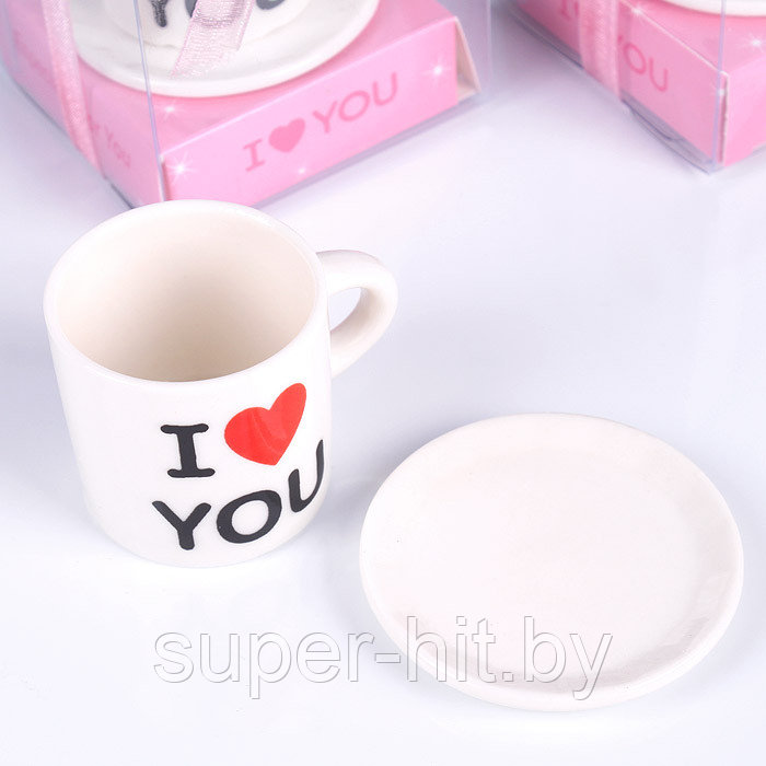 Сувенирный набор кружка с блюдцем "I love you" - фото 3 - id-p170606736