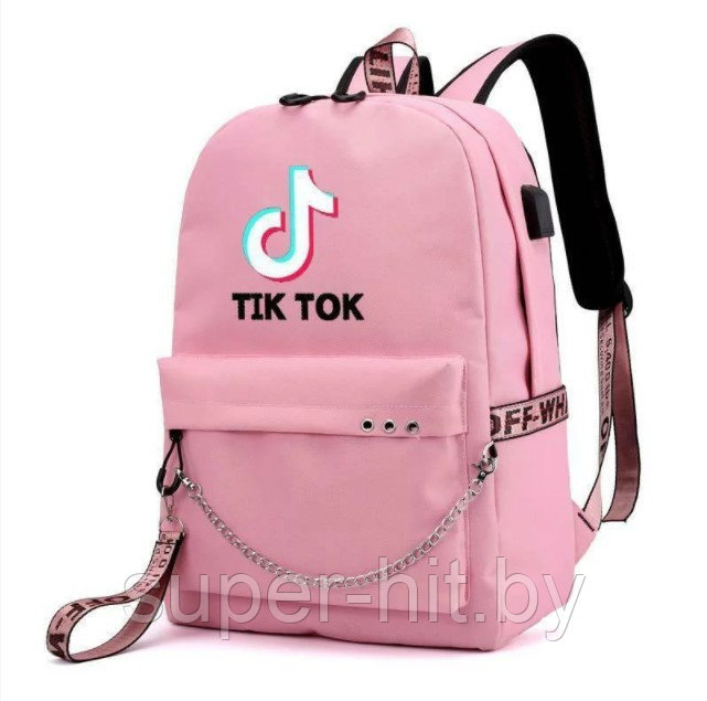 Рюкзак с зарядным кабелем и кабелем для наушников Tik Tok Розовый - фото 1 - id-p170606124