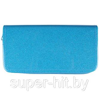 Пенал-косметичка с блёстками 190*100*26мм голубой, фото 2
