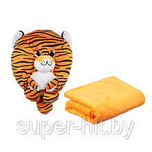 Набор подарочный (игрушка мягкая Тигр + плед), полиэстер, 25х25см, 2 цвета (мешок для подарка)