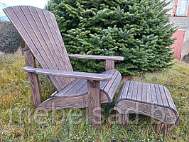 Кресло садовое из массива сосны "Адирондак Небраска" с подставкой для ног