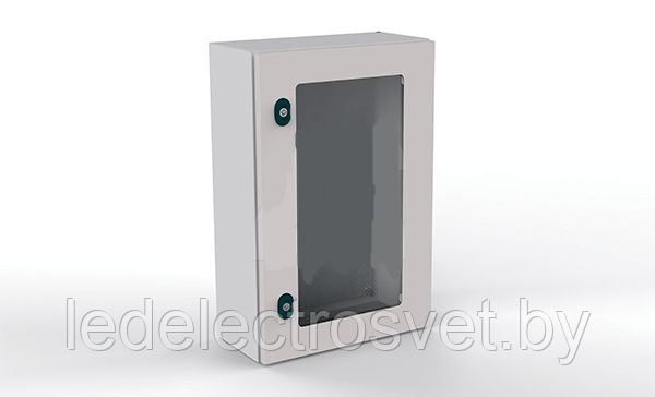 Щит моноблочный 600x600x200мм (ВхШхГ) навесной с монтажной панелью, 1 прозрачная дверь, 2 замка, 1 пластина - фото 1 - id-p170488676