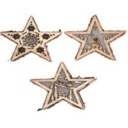 Декорация рождественская звезда с подсветкой деревянная 23 см. арт. psli-7136 - фото 1 - id-p170628237
