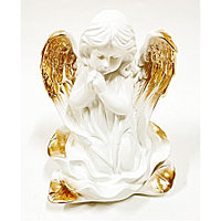 Статуэтка Ангел "Девочка в розе" Белый с золотом 23 см, нсх-9