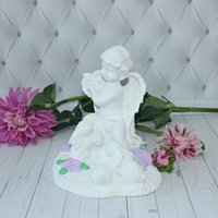 Статуэтка ангел с зайчатами белый матовый художка 271925, арт.авм-16