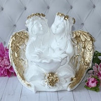 Статуэтка ангела "пара с цветком" белый 25 см , арт.авм-13