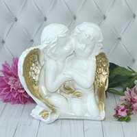 Статуэтка Ангелы "Пара в крыльях" Белый с золотом 27 см, Арт.АВМ-8