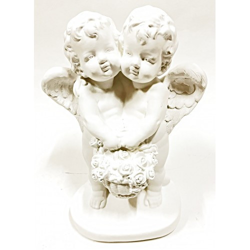 Статуэтка ангелы "пара с букетиком" белый матовый 25 см , арт.авм-12 - фото 1 - id-p170629255