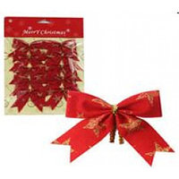 Декорация комплект 10 рождественских банта красных 6 см. арт. pgif-8615