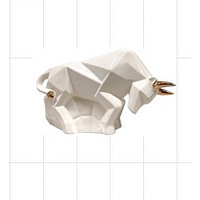 Копилка-оригами бык, белый с золотом арт.ккю-1032