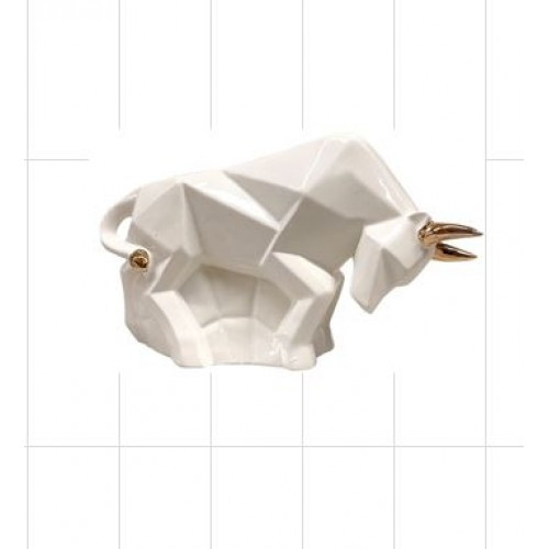 Копилка-оригами бык, белый с золотом арт.ккю-1032 - фото 1 - id-p170628786