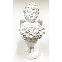 Статуэтка ангел с цветами белый 23 см арт. кл-1254
